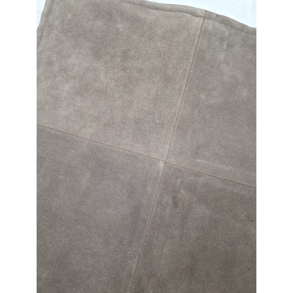 Pottery Barn Pieced‎ Suede Leather Pillow Cover ~ 20" X 20" ~ Brown Tan Mocha - Picture 2 of 8